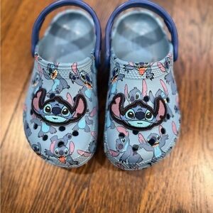Disney Light Blue Stitch Kids Clogs with Purple Heel Strap